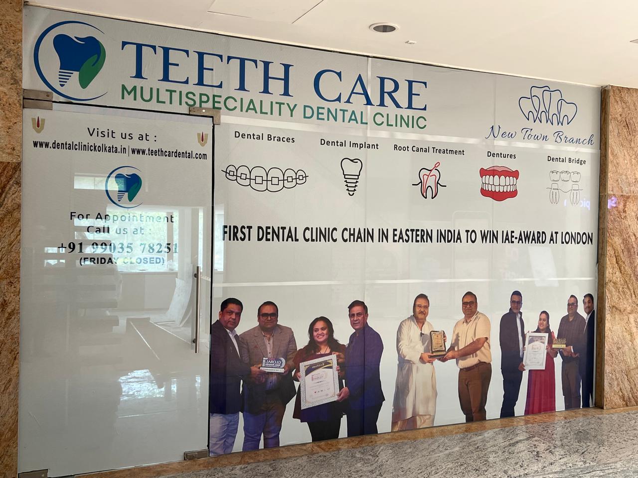 Front facade of a top-rated dental clinic in New Town, Kolkata.