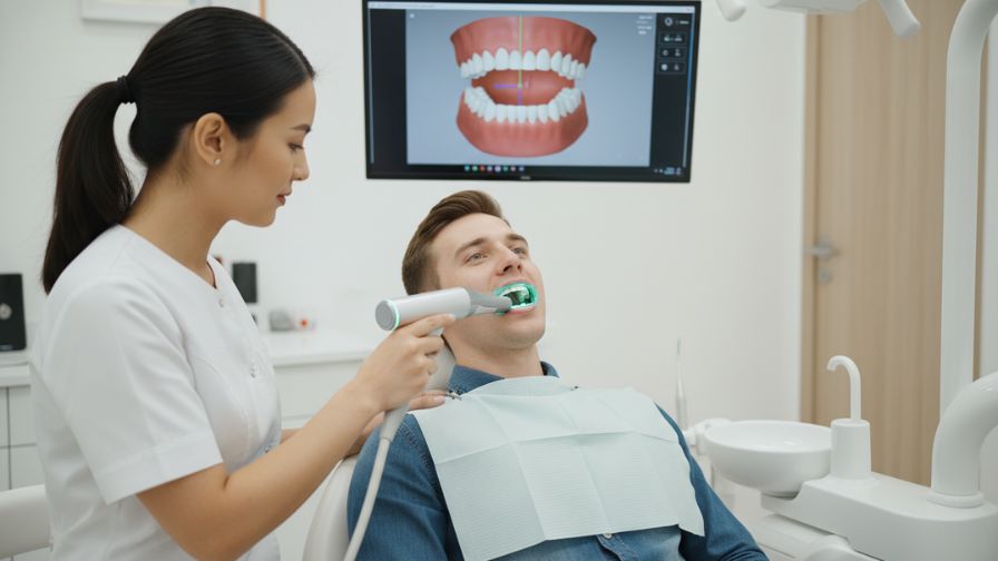 intraoral scanner being used on a patient